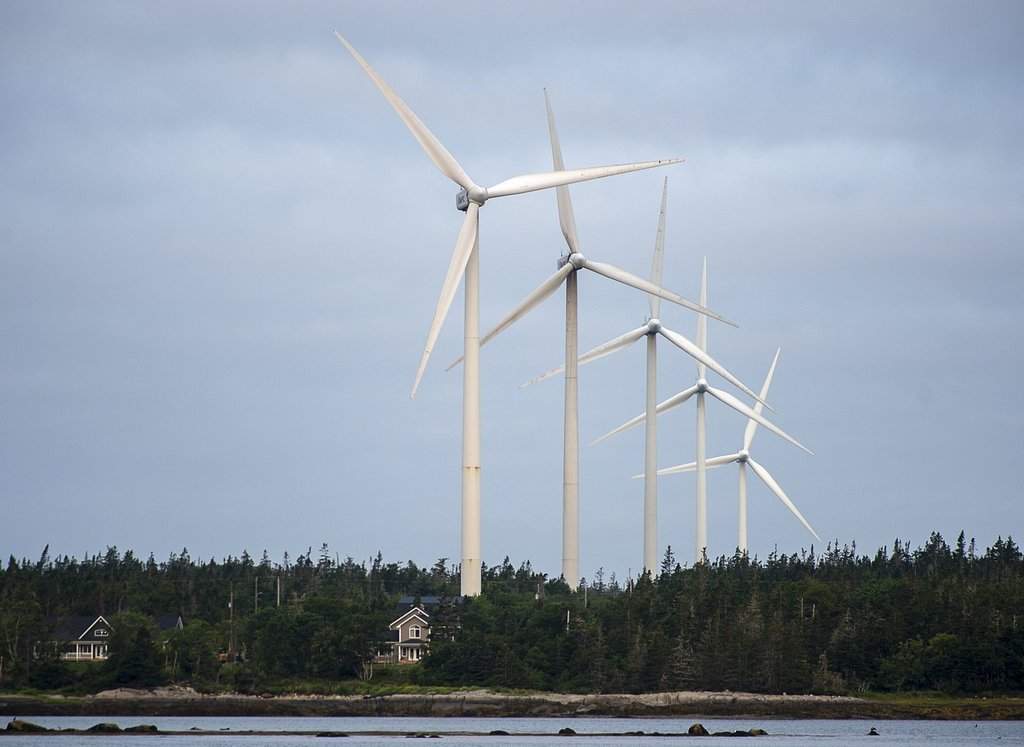 The West Pubnico Point Wind Farm is seen in Lower West Pubnico, N.S., Monday, Aug. 9, 2021. THE CANADIAN PRESS/Andrew Vaughan.