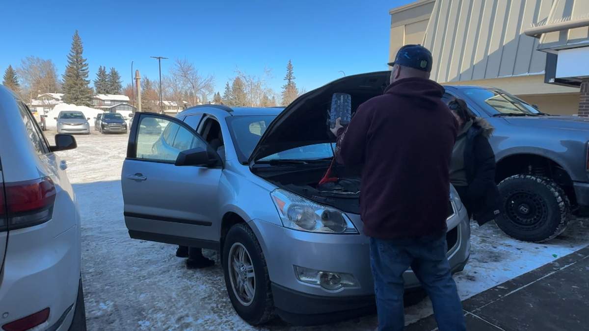 The family has been sleeping together in their car for months, but two nights ago, the engine died and the temperature dipped to about -21 C.
