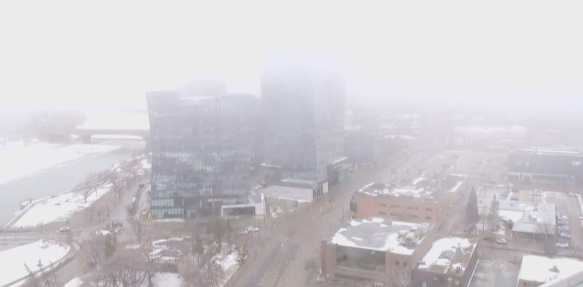 Fog covering Saskatoon on the morning of February 7th, 2026