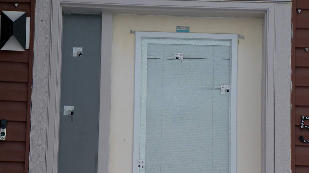 Calgary police said, since July 2025, there have been 12 reported cases of extortion, with nine of them involving a shooting at a home, vehicle or business, such as this home in Redstone that was shot up in late January.