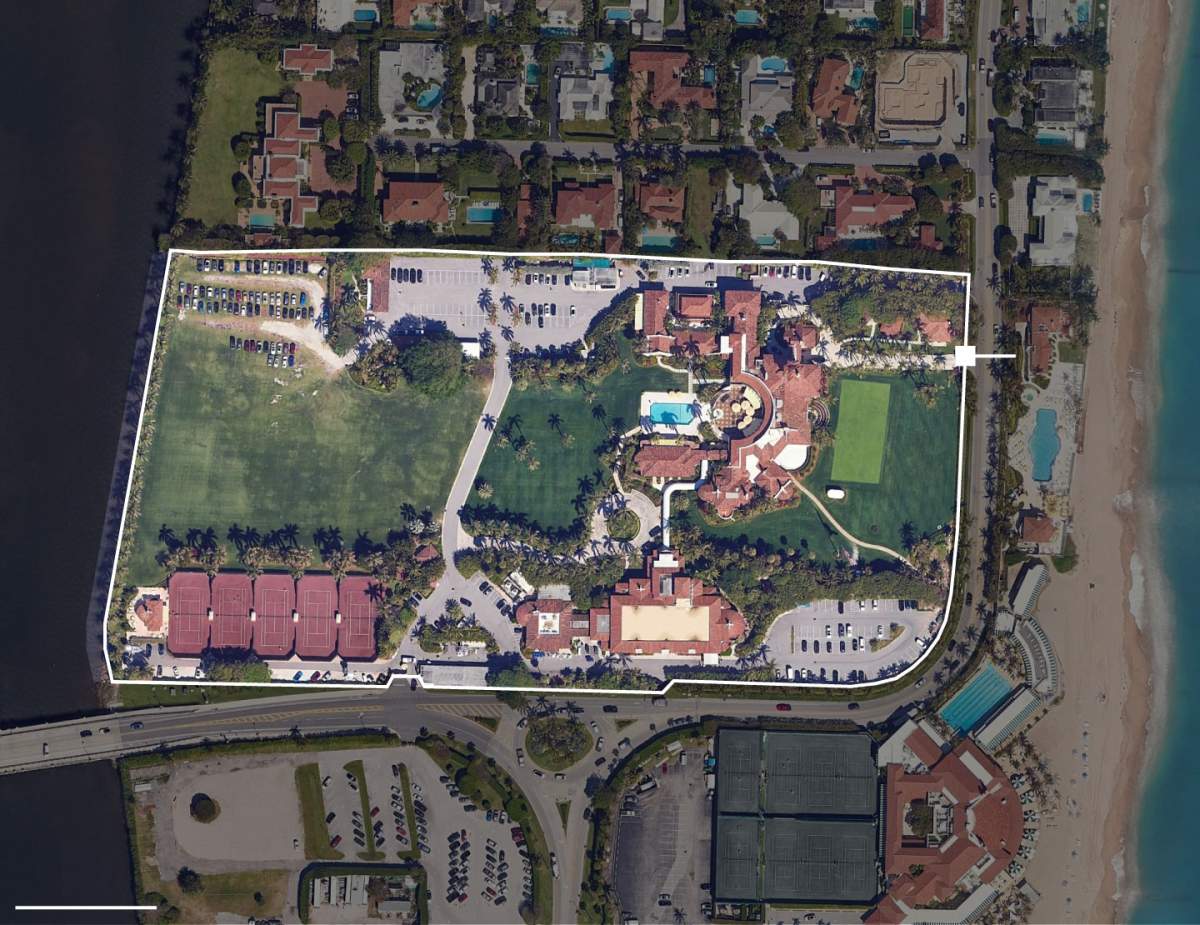 An aerial shot of Mar-a-Lago