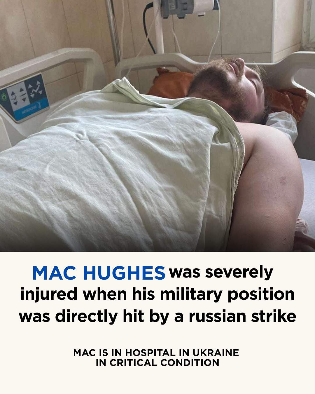 Paul Hughes son, who was also working to distribute humanitarian aid along the front lines of the war in Ukraine, sustained serious burns over a third of his body during a Russian air attack on the city of Zaporizhzhia, on Canada Day 2025.