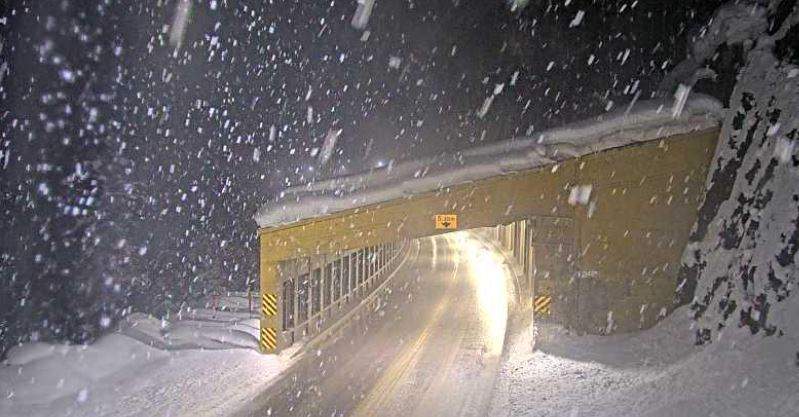 Heavy snow is seen falling around the Jack MacDonald showshed, just west of Glacier National Park.