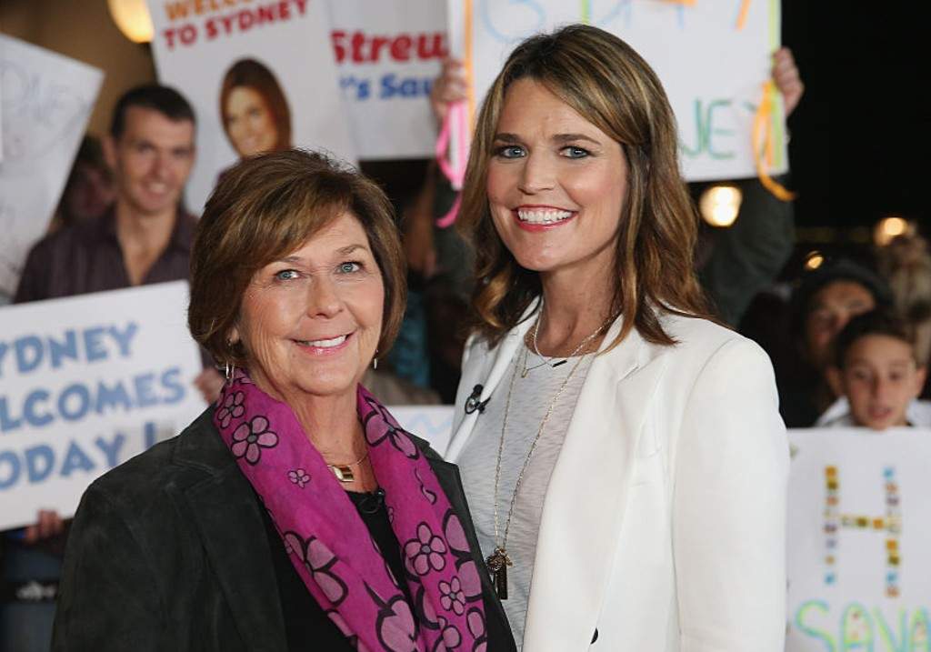 Australian-born presenter, Savannah Guthrie poses alongside her mother Nancy Guthrie during a production break whilst hosting NBC's "Today Show" live from Australia at Sydney Opera House on May 4, 2015 in Sydney, Australia.