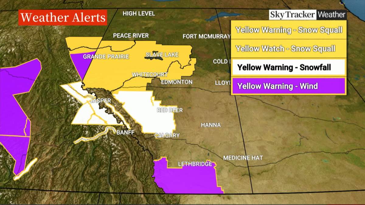 Another winter storms is on the way for a large part of southern Alberta with up to 30 cm of snow expected in some areas north of Lake Louise and wind gusts of up to 130 km/hr forecast for the Lethbridge area.