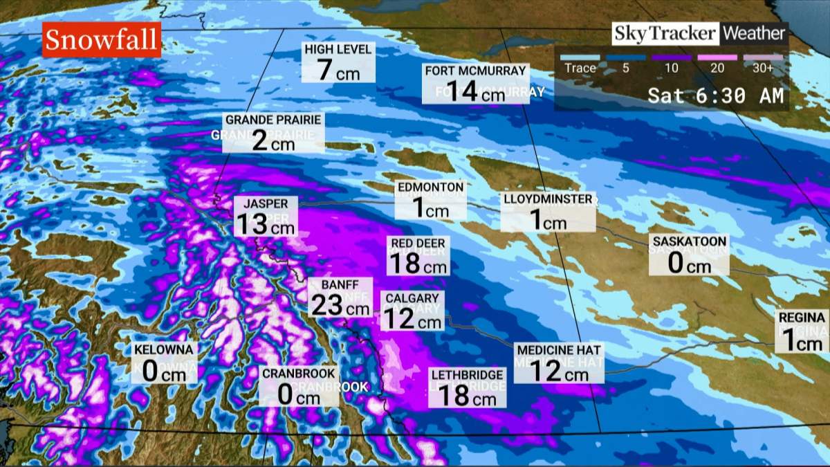 A winter storm system, moving in from B.C., is forecast to bring heavy snow and strong wind gusts to much of southern Alberta on Friday.