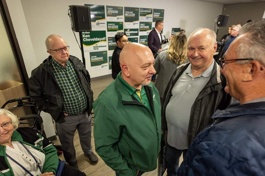 Social Services Minister Terry Jenson during a media event where Premier Scott Moe, not pictured, announced that he has asked the Lieutenant Governor to dissolve government, and the writ will drop signalling an provincial election in Saskatoon, Sask., Tuesday, Oct. 1, 2024. THE CANADIAN PRESS/Liam Richards.