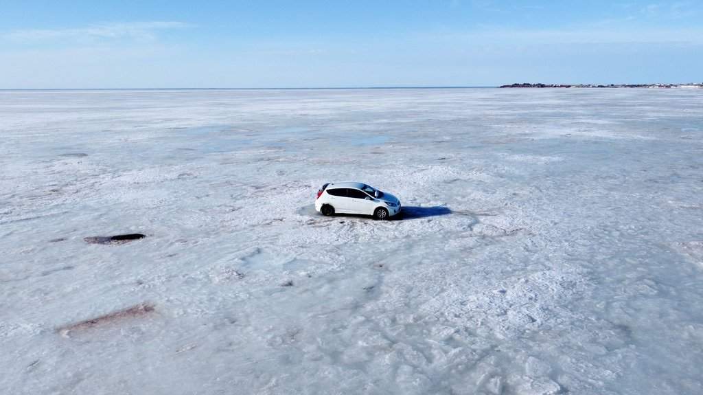 It took two levels of government and a local fire department to retrieve the abandoned car from the ice on the Northumberland Strait near River John. N.S., shown in this handout photo on Sunday, March 15, 2026. 