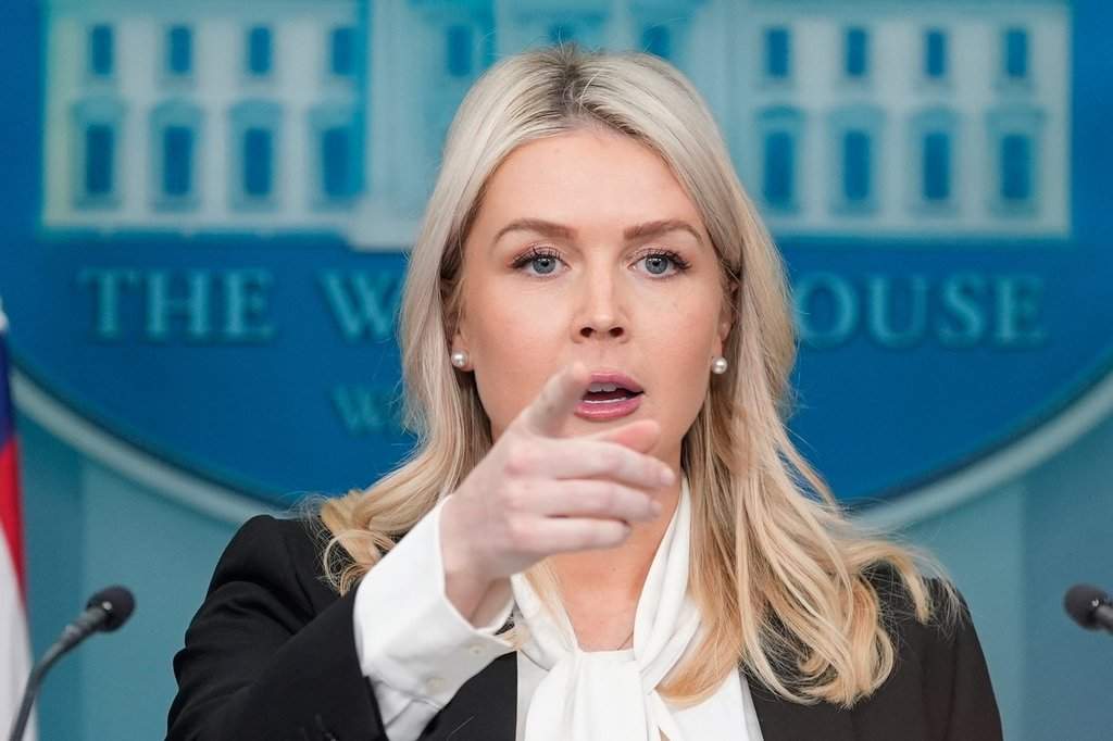 FILE - White House press secretary Karoline Leavitt speaks with reporters in the James Brady Press Briefing Room at the White House, Wednesday, March 4, 2026, in Washington. 