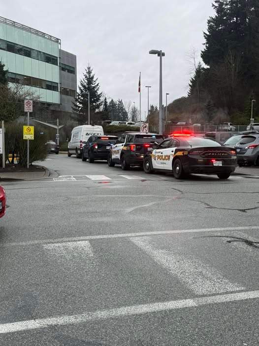 Abbotsford police on scene at the hospital following a weapons call on Monday afternoon.