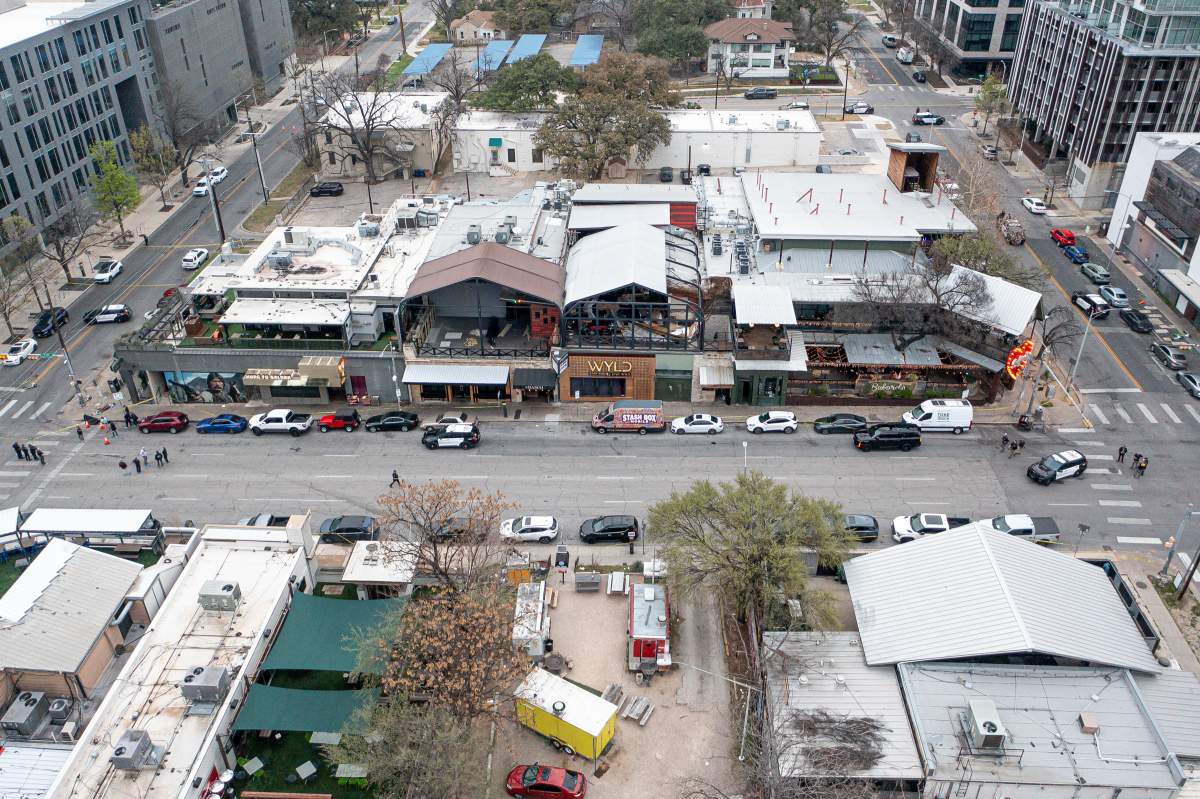 Police investigate the site of a shooting in Austin, Sunday, March 1, 2026.