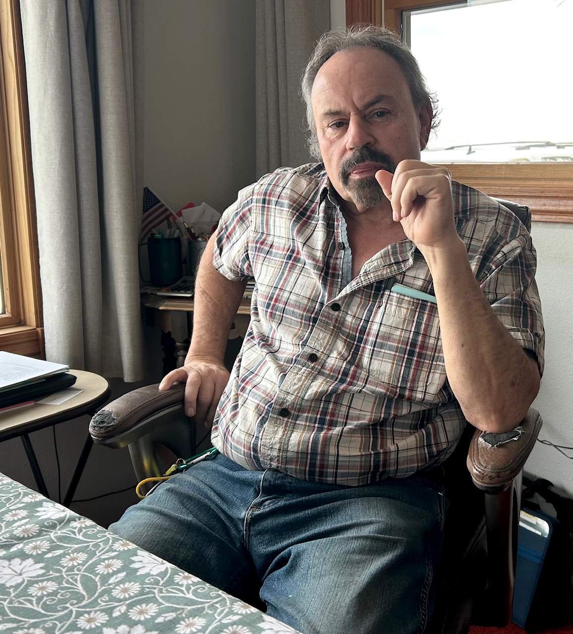 Roger Horgus, who farms near Sweet Grass, Montana, poses for a photo on March 19, 2026. Horgus is expressing disappointment that the US government is closing Canadian access to a road next to his property.