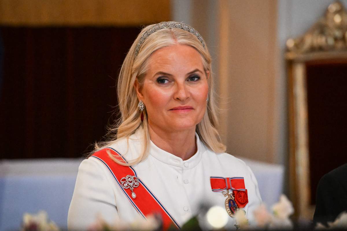 Crown Princess Mette-Marit of Norway during the gala dinner at the Royal Palace in Oslo on June 23, 2025, as part of the presidential state visit to Norway.