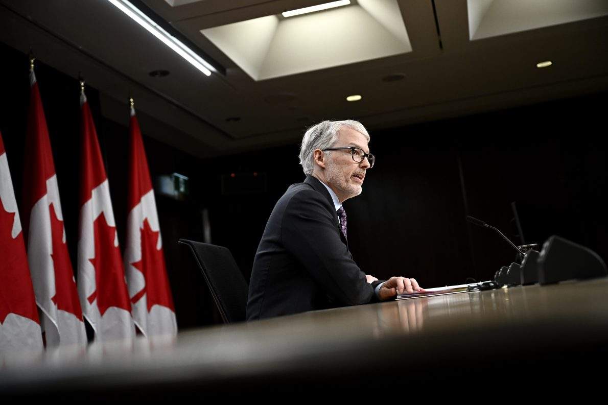 FILE -- Privacy Commissioner of Canada Philippe Dufresne participates in a news conference at the National Press Theatre in Ottawa, Thursday, Feb. 29, 2024. THE CANADIAN PRESS/Justin Tang.