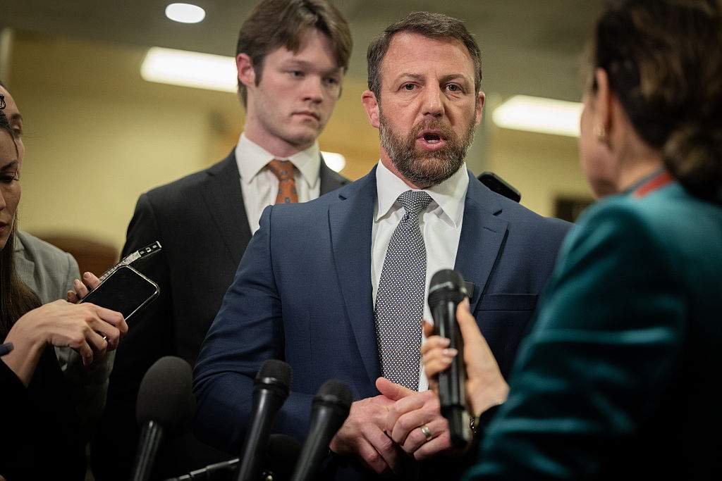 Senator Markwayne Mullin (R-OK) speaks to reporters following a briefing by Trump administration officials to members of the Senate on U.S. strikes on Iran, at the U.S. Capitol in Washington, DC on March 3, 2026.