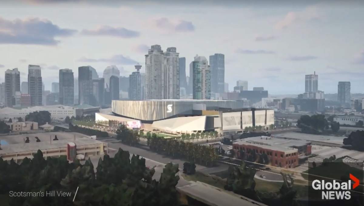 An artists rendition of what the new Calgary events centre will look like when completed. It's construction is expected to be one of the major selling points in any bid for Calgary to become one of the host cities for the 2028 World Cup of Hockey.