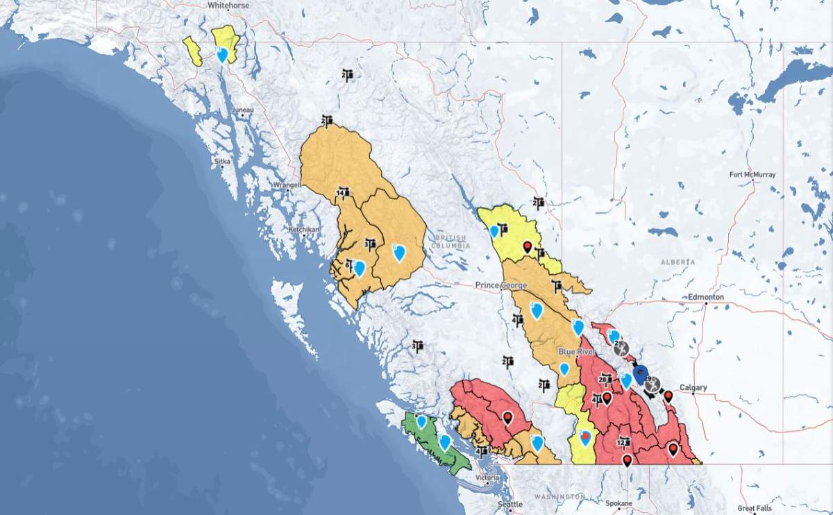 Avalanche Canada is recommending that people stay out of the backcountry because of very dangerous avalanche conditions across a large swath of southern Alberta and British Columbia.