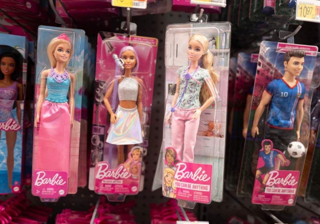 Barbie dolls by Mattel are offered for sale at a big box store on April 23, 2024 in Chicago, Illinois.