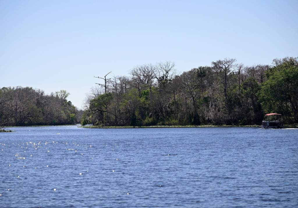 A file photo of a boat making its way along the St. Johns River, Monday, Feb. 13, 2023, in Orange City, Fla.