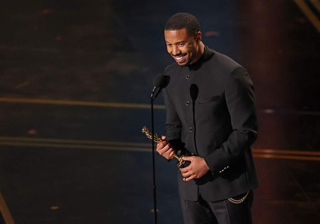 Michael B. Jordan accepts the Actor in a Leading Role award for 'Sinners' onstage during the 98th Oscars at Dolby Theatre on March 15, 2026 in Hollywood, California.