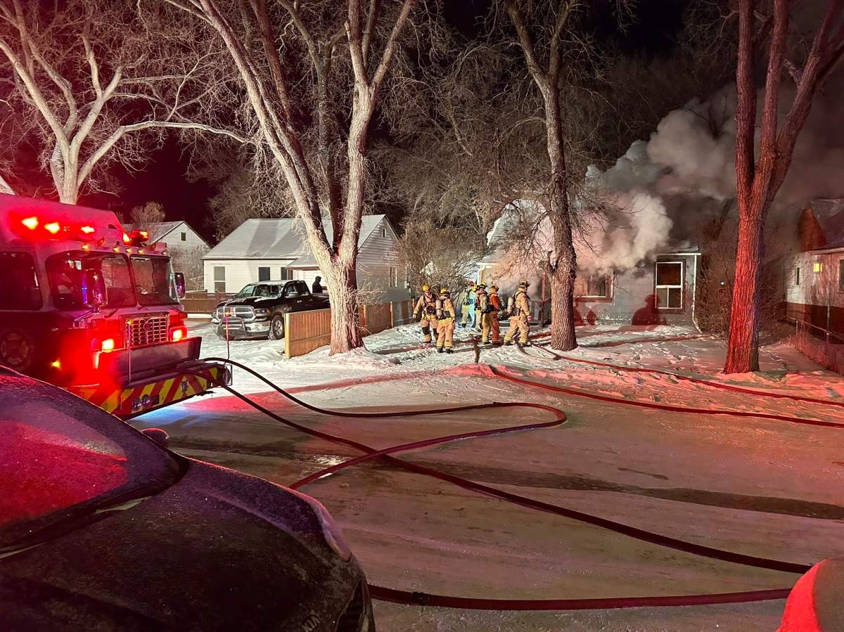 Regina fire crews respond to a house fire in the 1300 block of Wascana Avenue on Sunday, March 1, 2026.