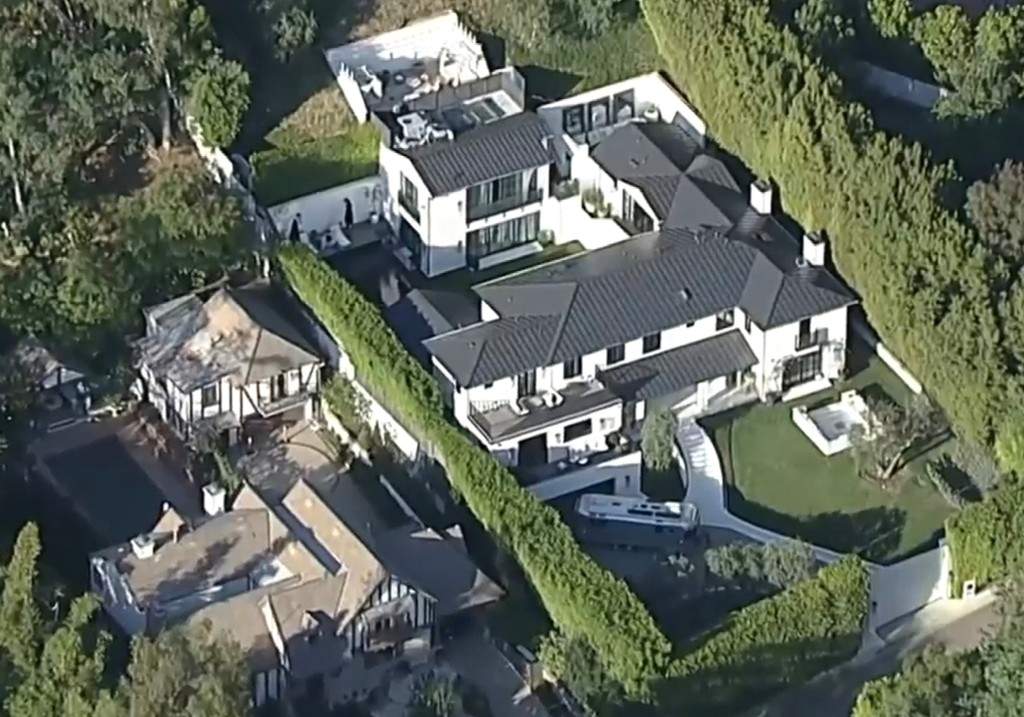 Rianna Shots Fired House This image taken from video provided by ABC7 Los Angeles on Monday, March 9, 2026 shows an aerial shot of singer Rihanna's home in Los Angeles.