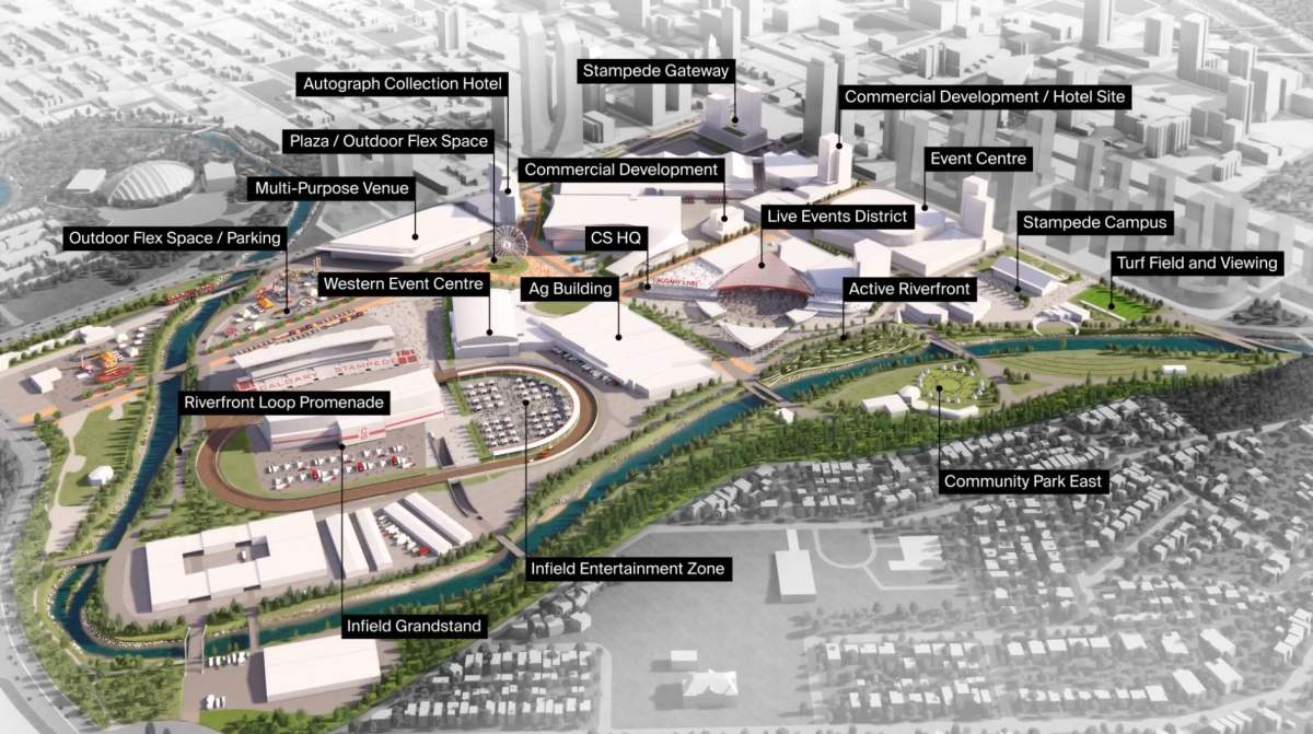 This image, provided by the Calgary Stampede, shows the major new developments that are being planned for Stampede Park over the next 20 years.
