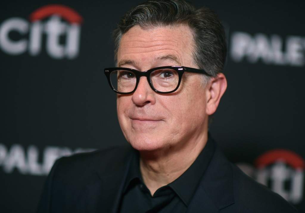 Stephen Colbert arrives at a screening of 'The Late Show with Stephen Colbert,' during PaleyFest, April 21, 2024, at the Dolby Theatre in Los Angeles.