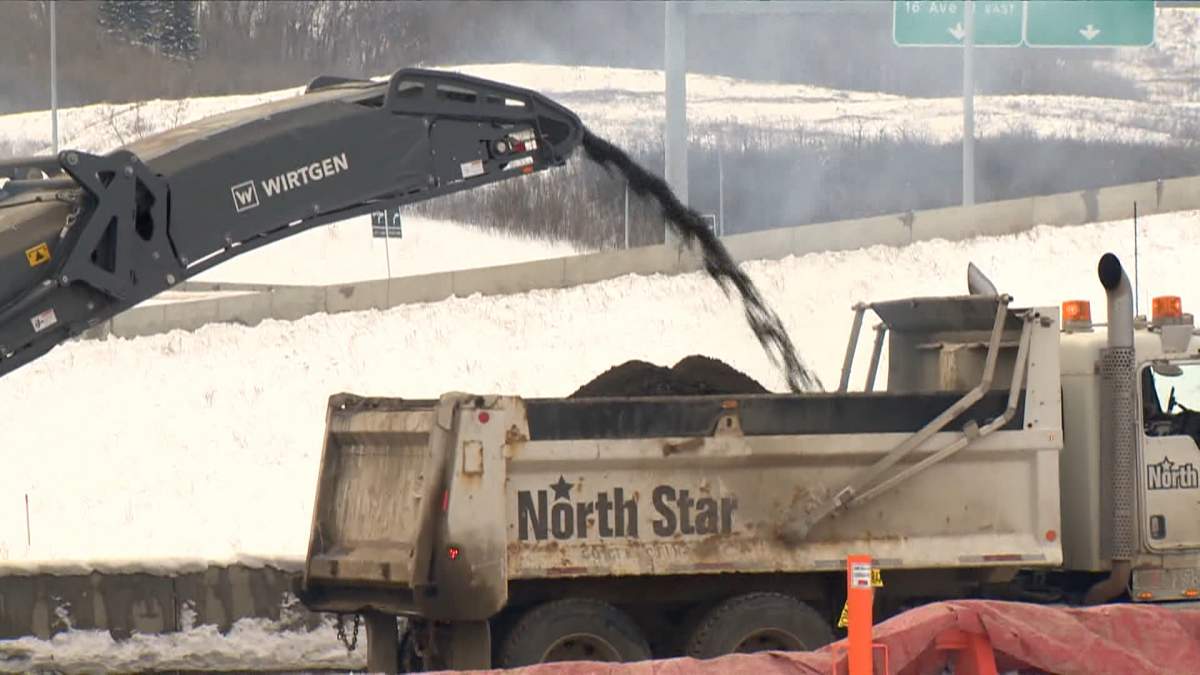 The city of Calgary says paving work has also begun on the sections of road that needed to be torn up to allow for repairs to be done on the Bearspaw South Feeder Main.