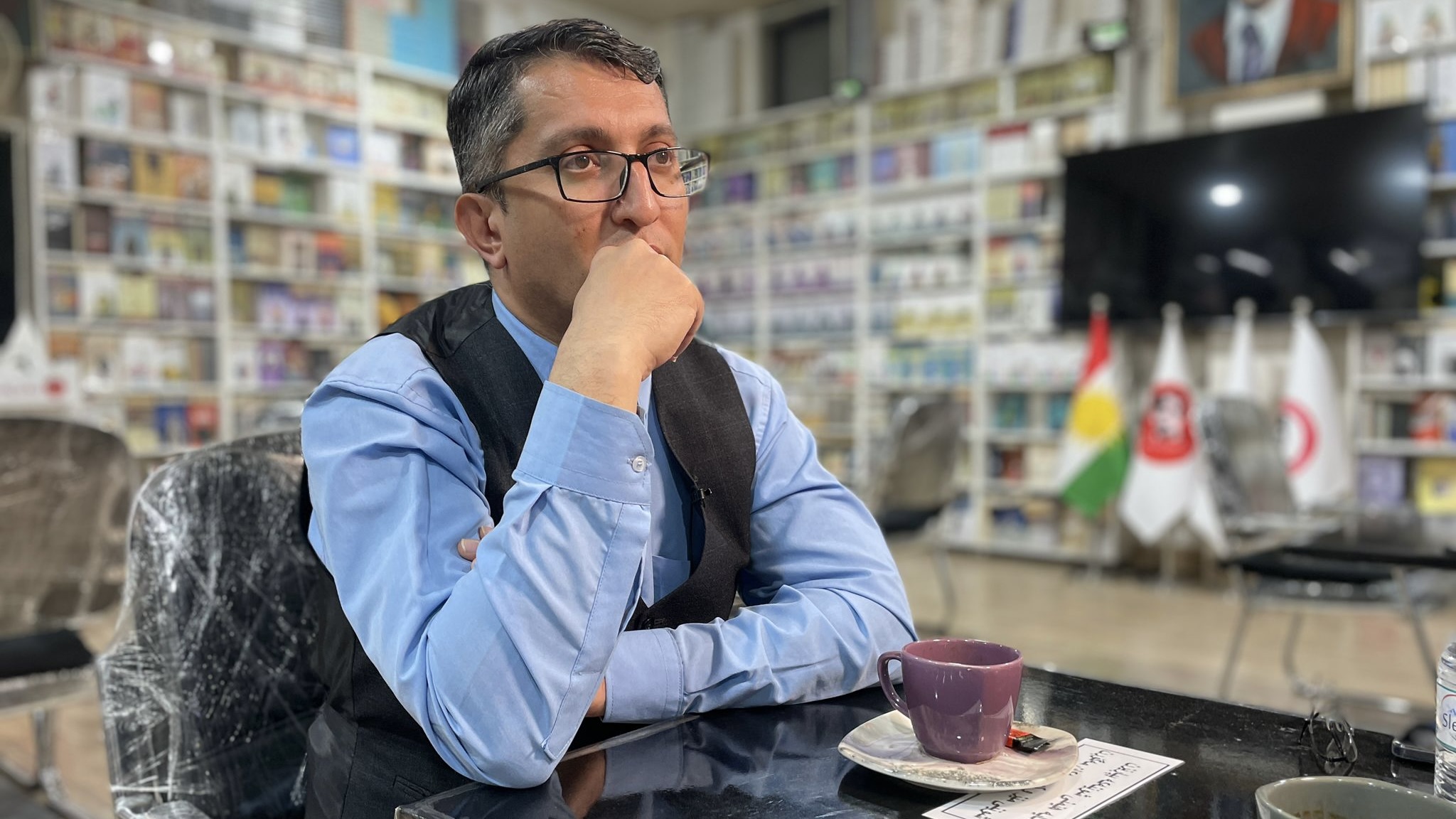 Wyra Hassan was tortured in Iran and now runs a book store in Iraq, Sulamaniyah, Iraq, March 10, 2026..