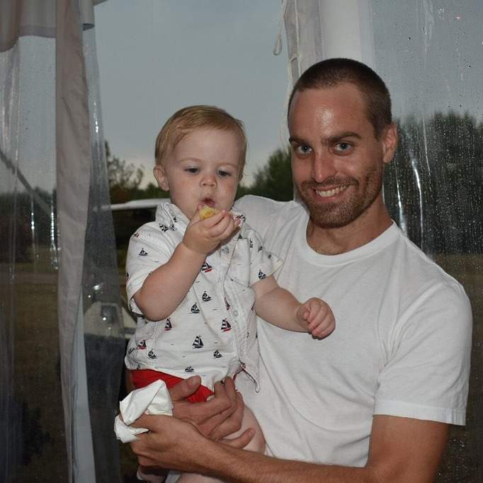 Shane Sturby-Highfield and his son.