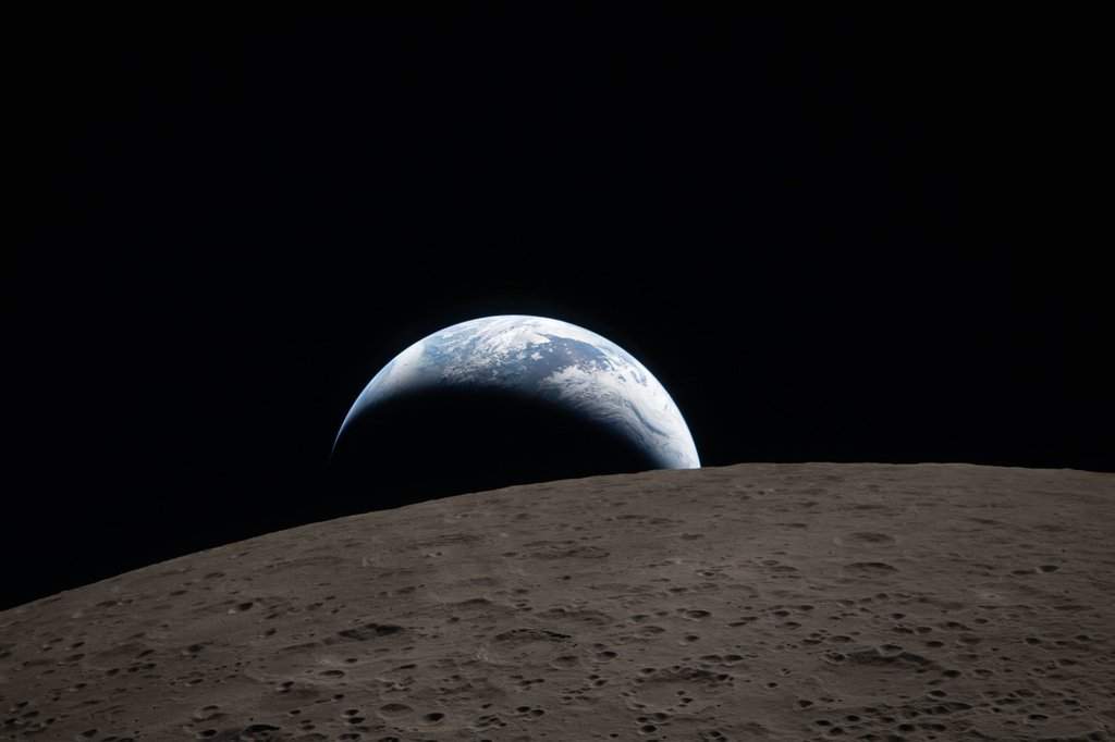 In this image provided by NASA, The Artemis II crew captured this view of an Earthset on Monday, April 6, 2026, as they flew around the Moon. (NASA via AP).
