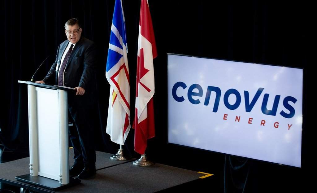 Jon McKenzie, President and CEO of Cenovus Energy, speaks as the company celebrates 20 years of production at the White Rose field and the approaching completion of the West West White Rose Project with an event at The Rooms in St. John's, Wednesday, Nov. 26, 2025.