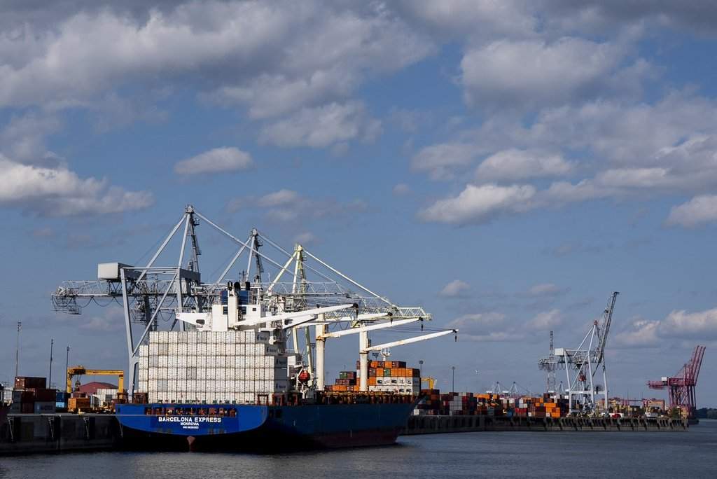 Shipping containers in the Port of Montreal are photographed in Montreal on Thursday, Sept. 11, 2025. 