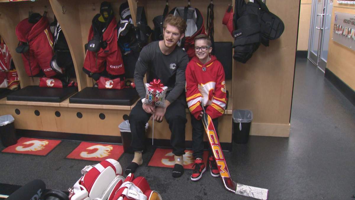 10-year-old Kade Heisler got to meet his hockey hero Dustin Wolf after his reaction to the Flames goalie giving him a stick went viral.