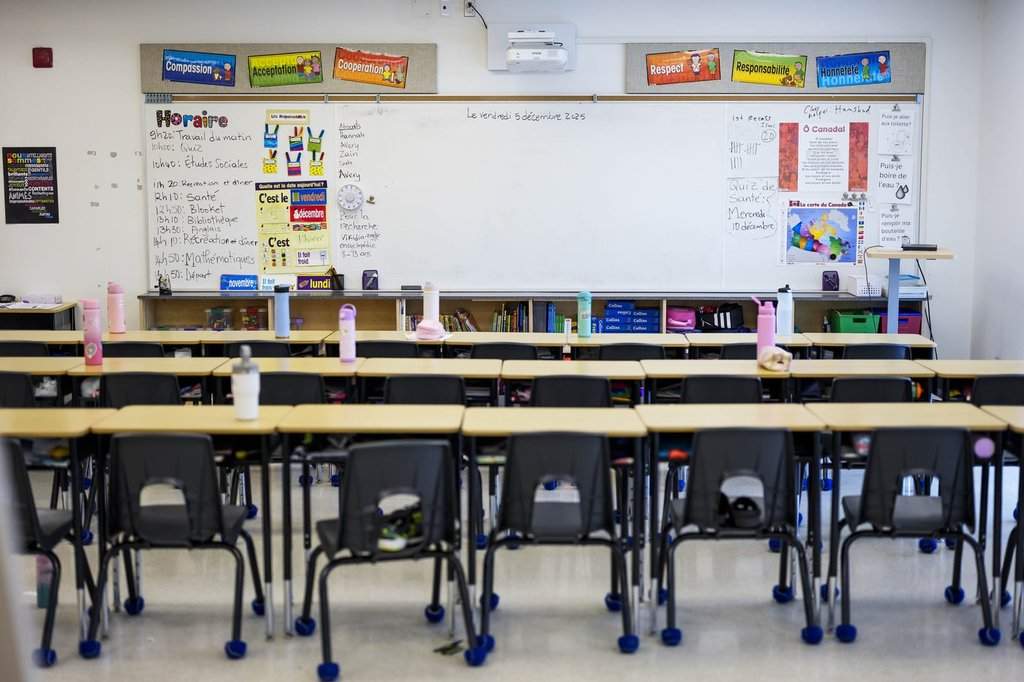 A classroom is seen at Wazoson Public School of the Ottawa-Carleton District School Board (OCDSB) in Ottawa, on Friday, Dec. 5, 2025. 
