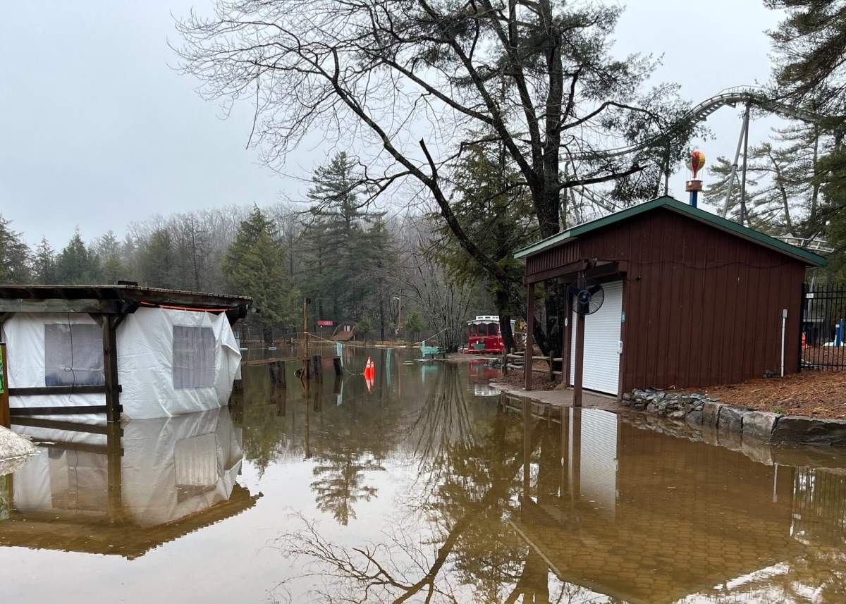 Santa’s Village, a well-known local theme park, has been partially submerged just weeks before its scheduled opening next month.