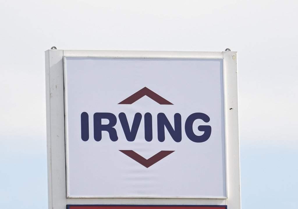 A sign for an Irving gas station in New Brunswick on Monday, May 5, 2025. THE CANADIAN PRESS/Graham Hughes.