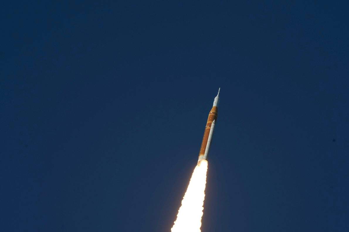 NASA’s Artemis II moon rocket lifts off from the Kennedy Space Center’s Launch Pad 39-B Wednesday, April 1, 2026, in Cape Canaveral, Fla. (AP Photo/Chris O’Meara)