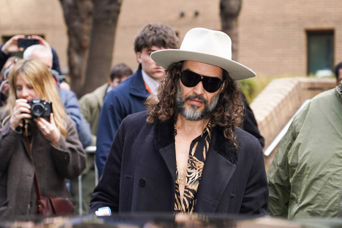 Russell Brand leaves Southwark Crown Court, in London, Tuesday, Feb. 24, 2026.