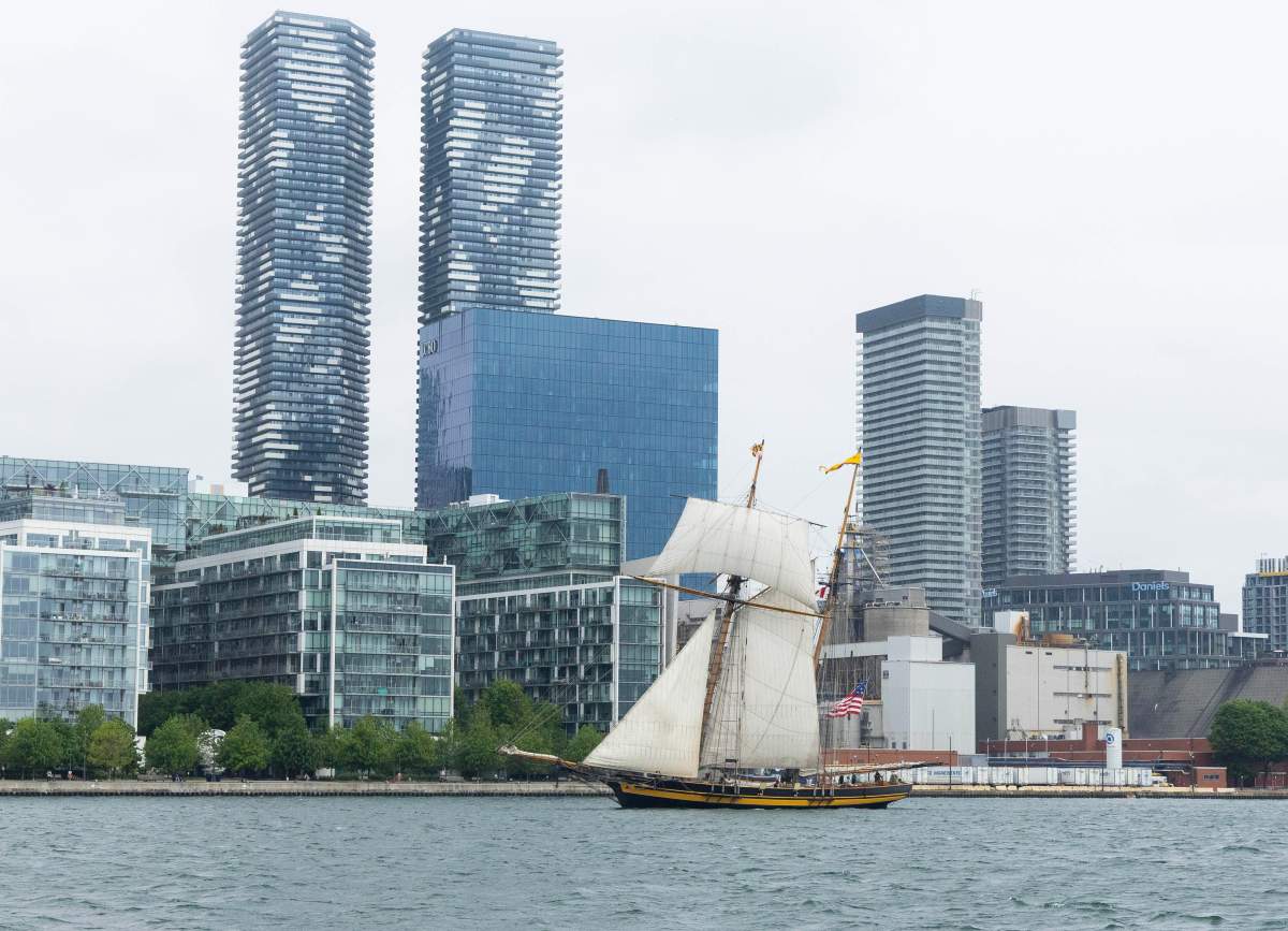 A tall ship is seen during the Parade of Sail event in Toronto on June 27, 2025.