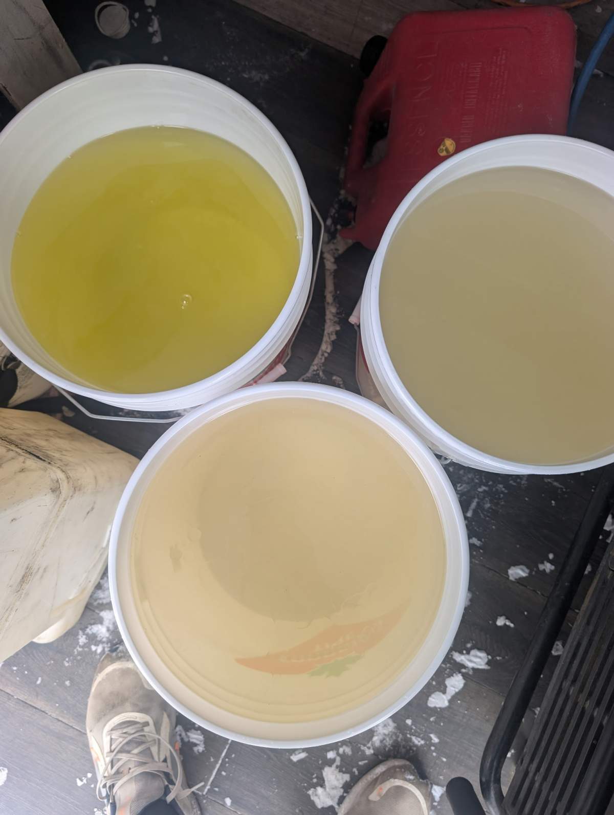 Gas with suspected water contamination that was syphoned from the fuel tank of Brock Stewart’s vehicle.