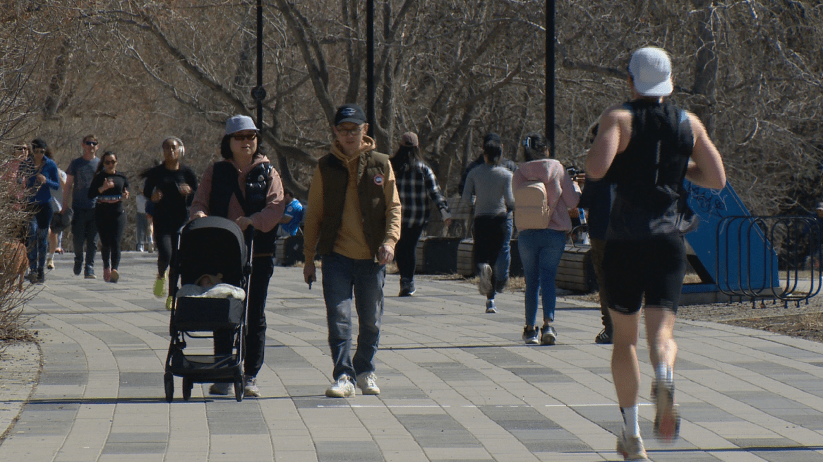 Calgarians enjoy a city pathway
