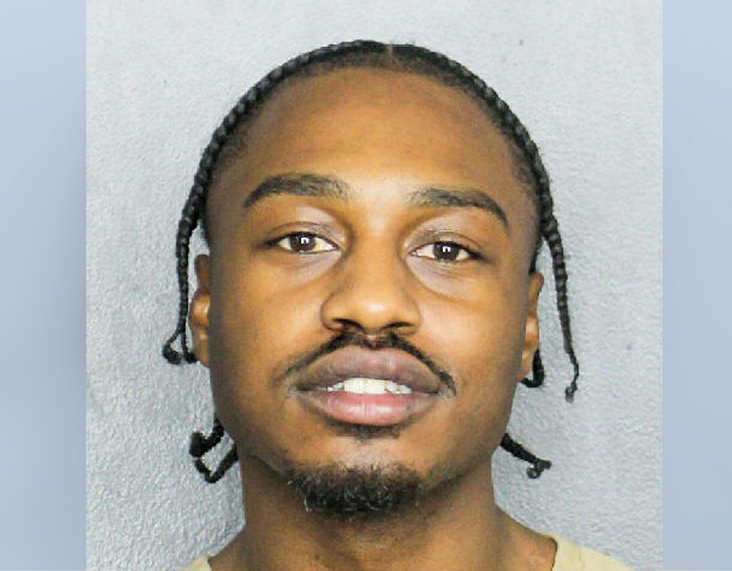 In this handout photo provided by the Broward County Sheriff’s Office, Tione Jayden Merritt, also known as rapper Lil Tjay, poses for a police booking photo on April 6, 2026, in Fort Lauderdale, Florida.