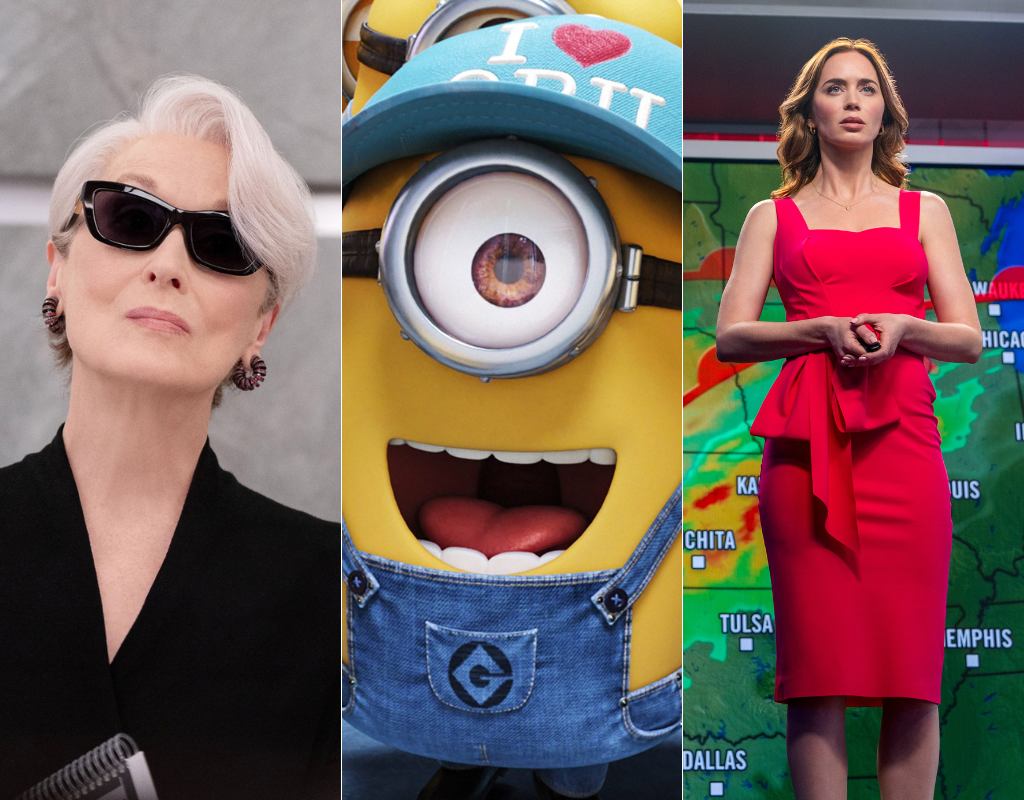 Left, Meryl Streep in 'The Devil Wears Prada 2,' a minion, and right, Emily Blunt in a scene from 'Disclosure Day.'