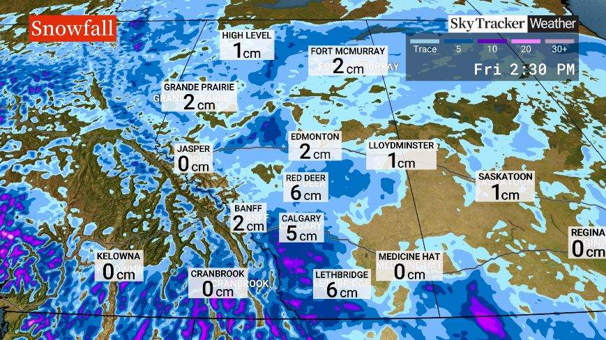 A map showing estimated total snowfall amounts by the time the storm moves through the on Thursday afternoon.
