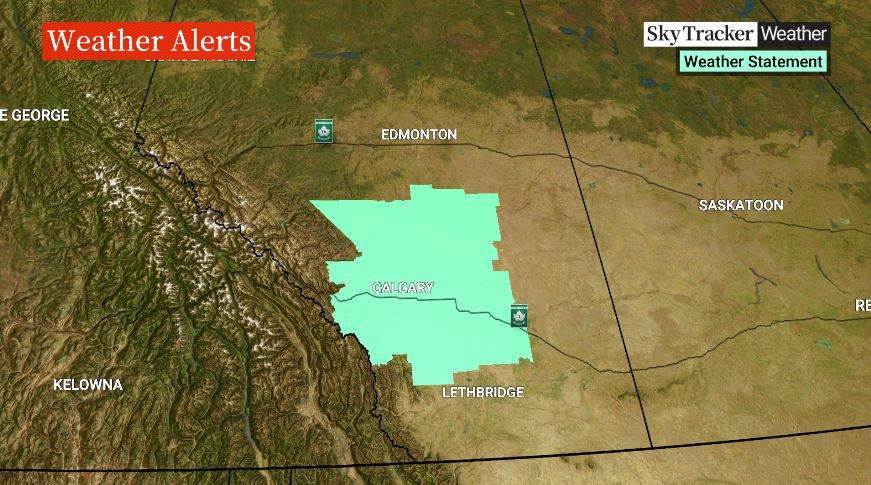 Just ahead of the long weekend, Environment Canada has issued a special weather statement for Calgary and a large part of central Alberta and is warning of tricky travel conditions on Thursday.
