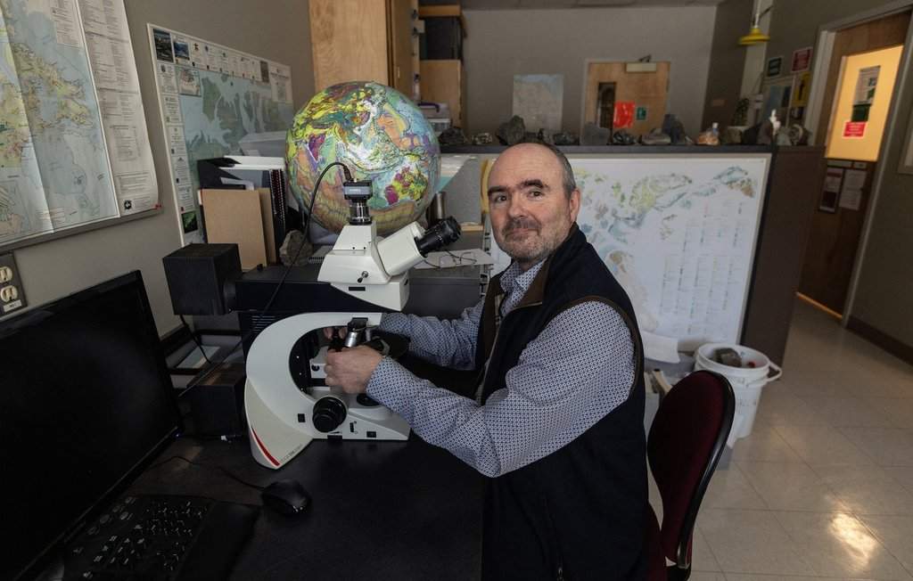 Graham Pearson, a a mantle geochemist with the University of Alberta, pictured in Edmonton on Thursday March 26, 2026. Pearson has a newly found mineral named for him. THE CANADIAN PRESS/Jason Franson.