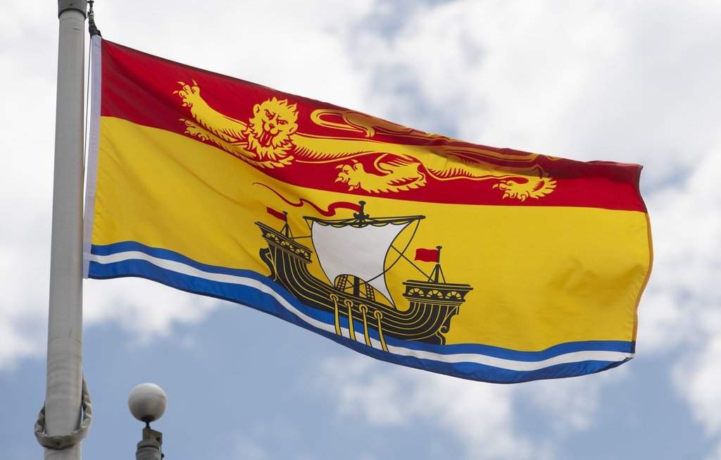 New Brunswick's provincial flag flies on a flagpole in Ottawa, Friday, July 3, 2020. THE CANADIAN PRESS/Adrian Wyld.