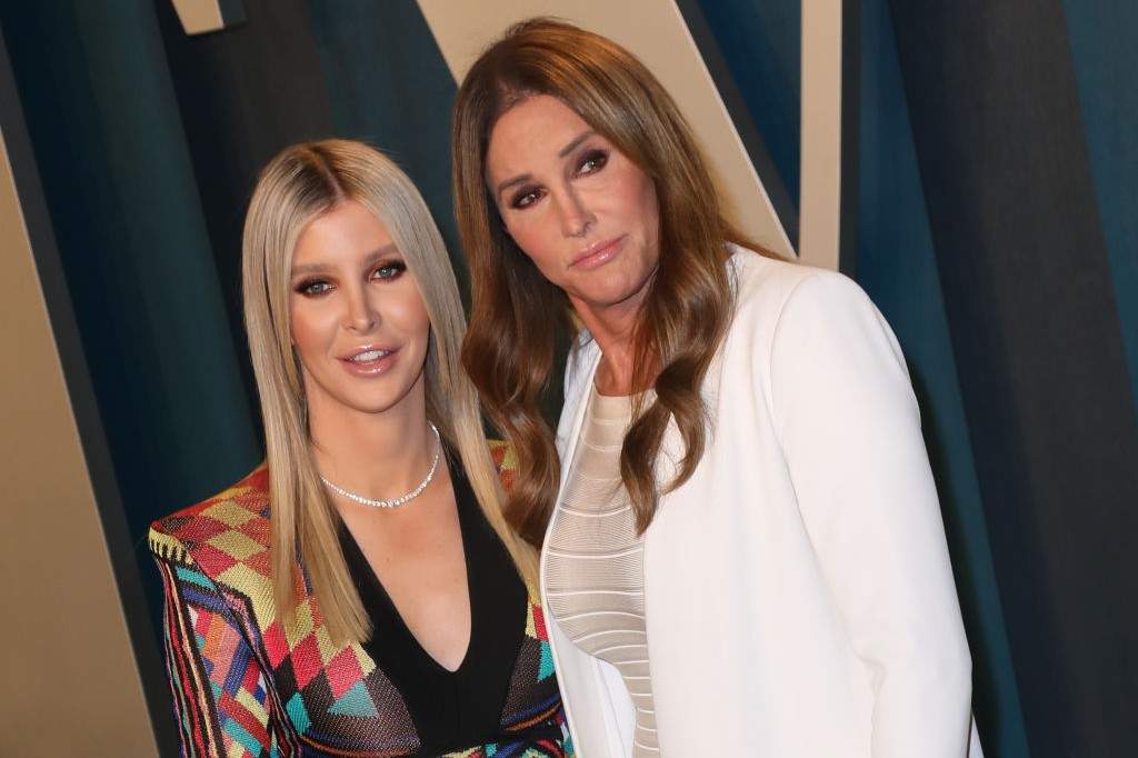 Sophia Hutchins and Caitlyn Jenner attend the 2020 Vanity Fair Oscar Party at Wallis Annenberg Center for the Performing Arts on February 9, 2020 in Beverly Hills, California.